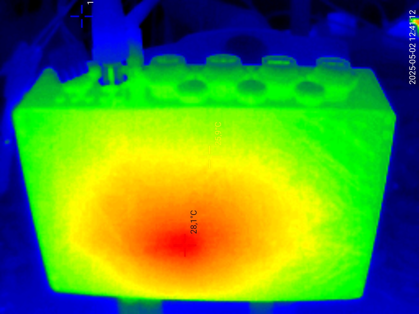 HALPI2 thermal image with an idle CPU, bottom view