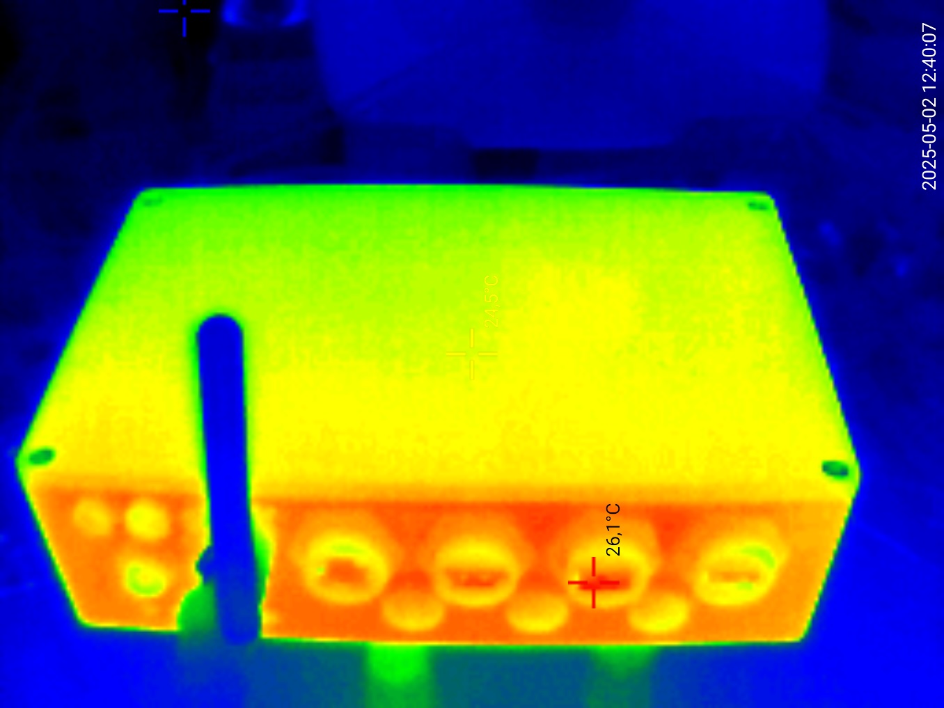 HALPI2 thermal image with an idle CPU, front view