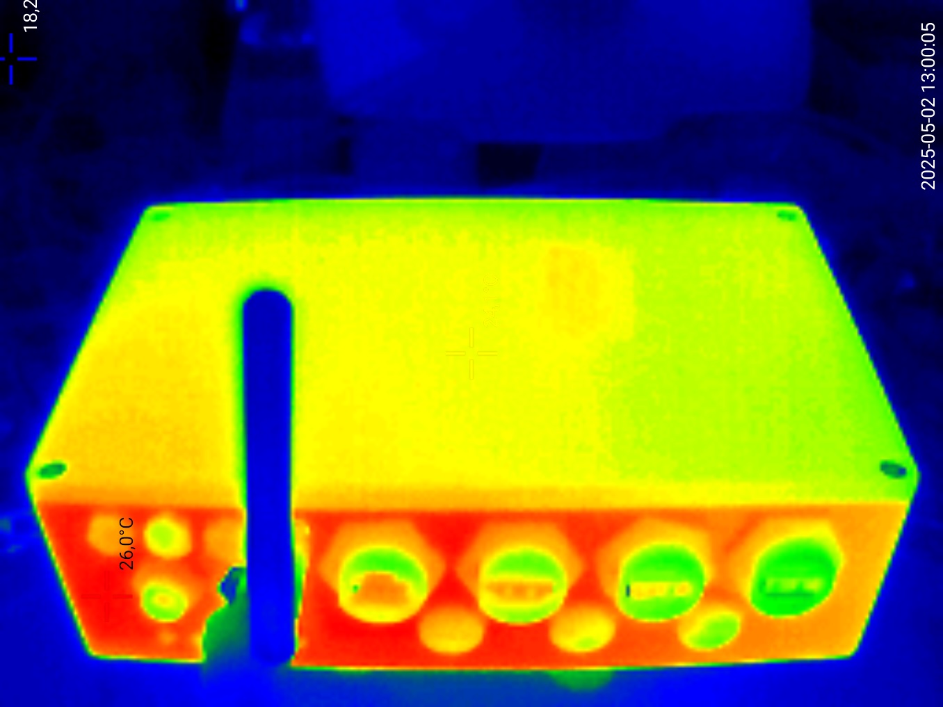HALPI2 thermal image during a CPU stress test, front view