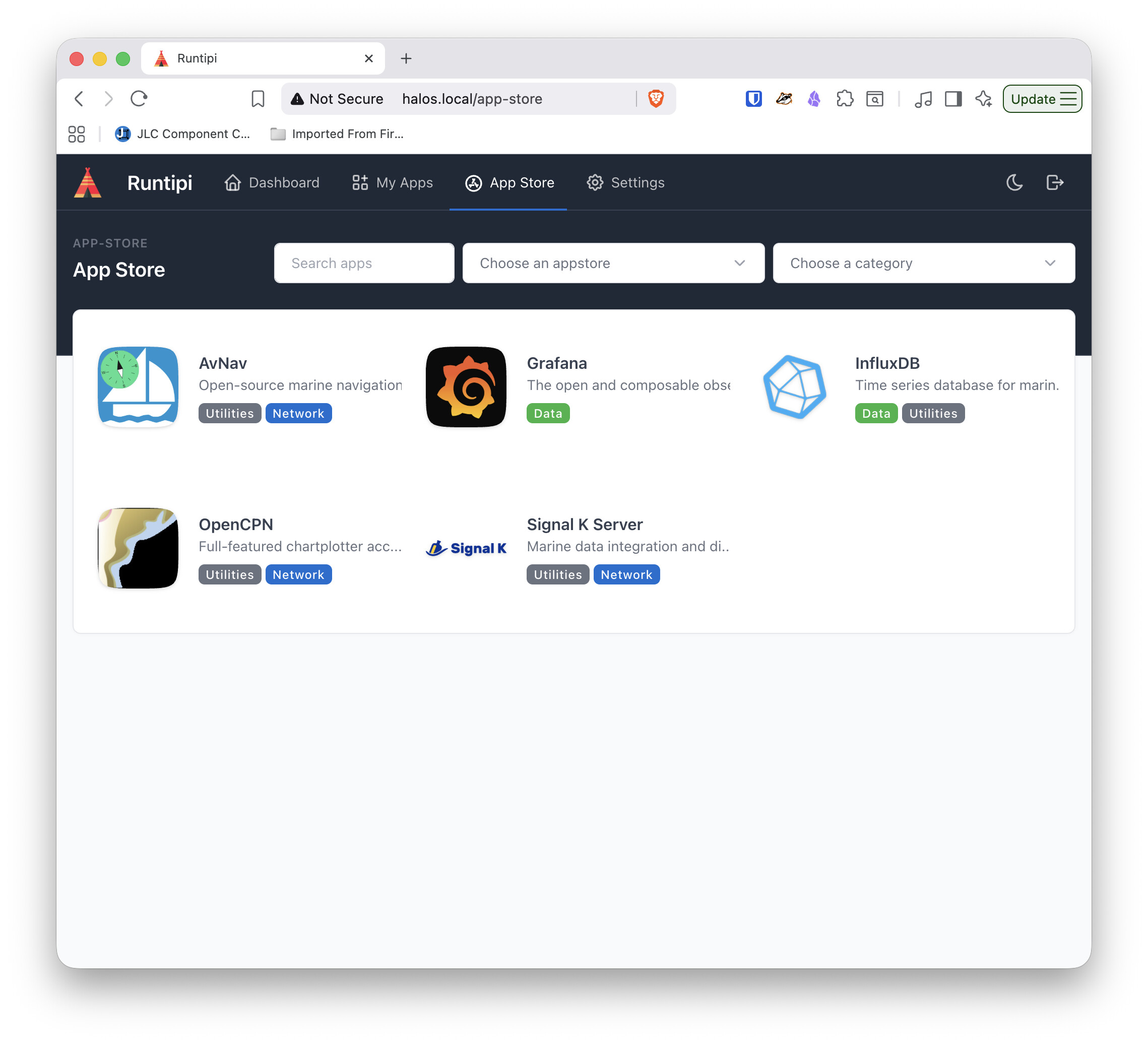 Halos Marine App Store interface