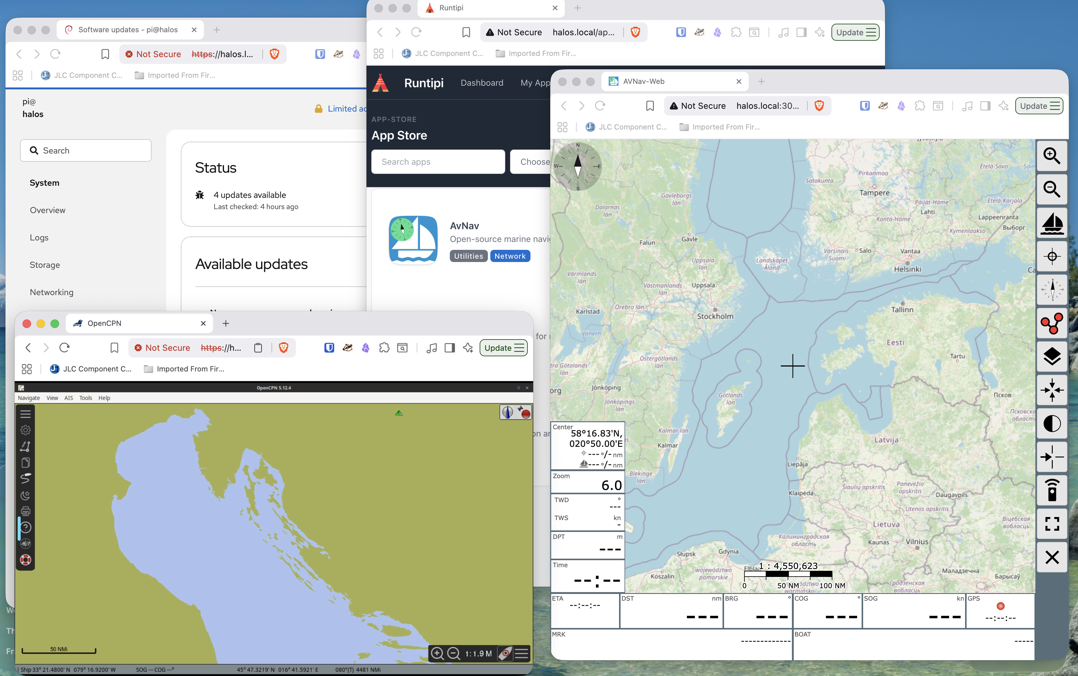 Multiple Halos web interfaces in browser windows